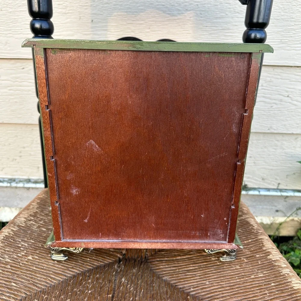 Vintage Wooden Jewelry Box Mini Dresser 4 Drawer Brass Pulls Brass Feet READ